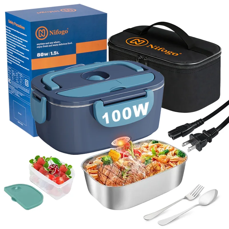 Food Storage Box Stainless Steel - Lonchera Eléctrica de 100W y 1.5L,