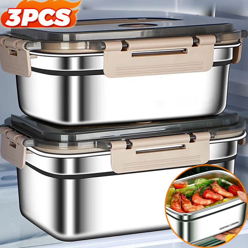 Food Storage Box Stainless Steel - Lonchera Bento de Gran Capacidad, Lonchera