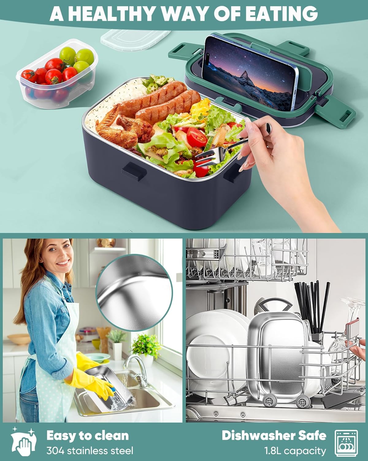 Nueva fiambrera eléctrica para - Food Storage Box Stainless Steel reseña y precio