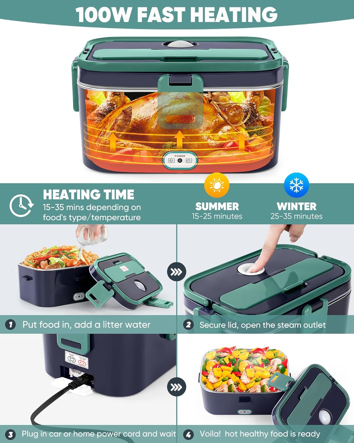 Nueva fiambrera eléctrica para - Food Storage Box Stainless Steel reseña y precio