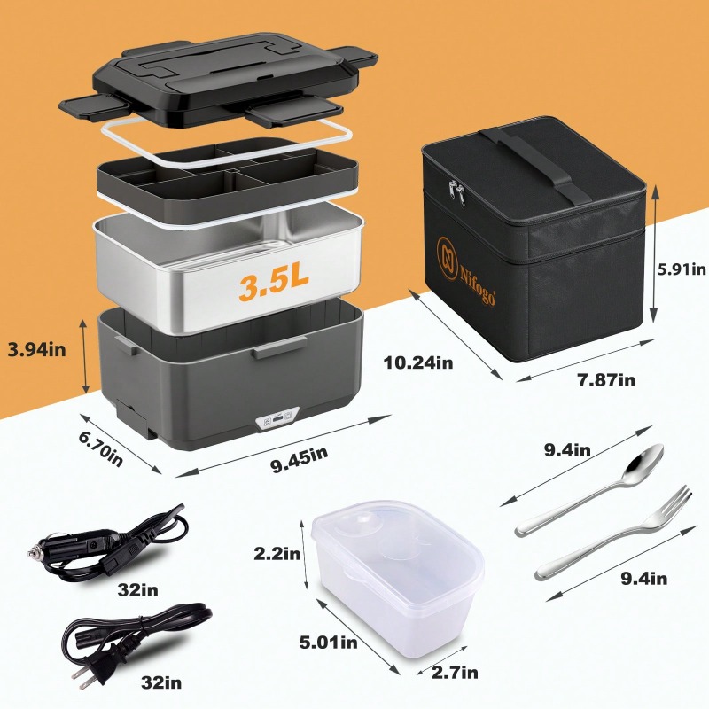 Lonchera eléctrica con calefac - Food Storage Box Stainless Steel reseña y precio
